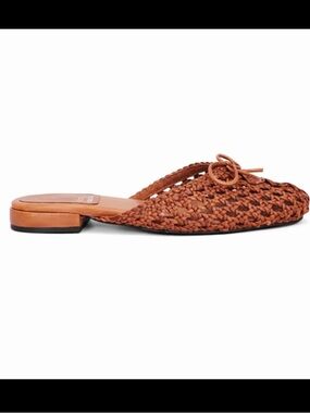 Jeffrey Campbell Cognac Woven Knot-Top Slip-On Mule